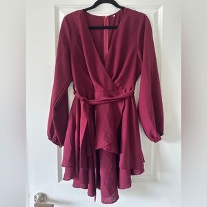Elegant Burgundy Wrap Dress